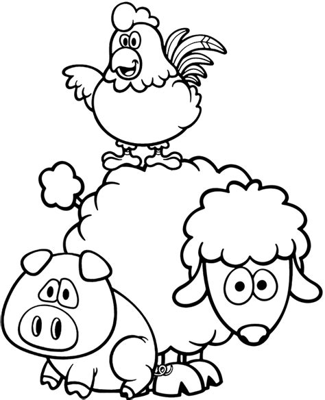 Hilarious Picture Of Cottage Animals For Coloring