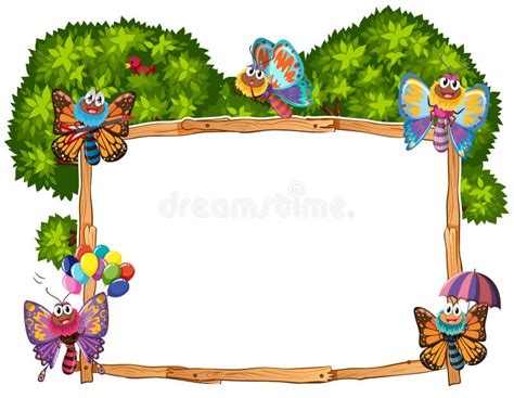 Border Template With Children In Background Stock Vector Illustration