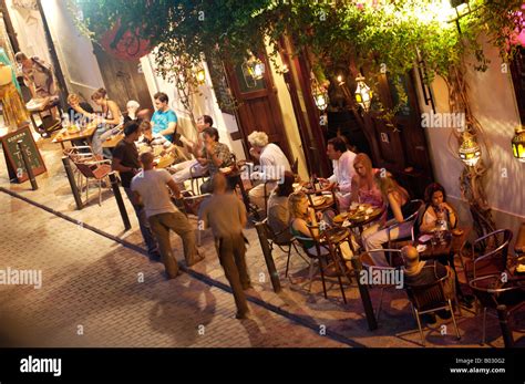 Alfresco Eating Tapas Bar Old Town Ibiza Stock Photo Alamy