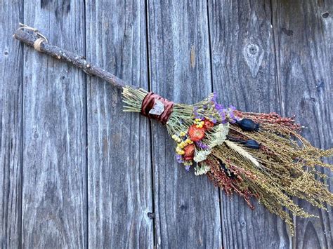 Floral Broom 30 In Witchs Besom Stick Fall Decor For Etsy Witch