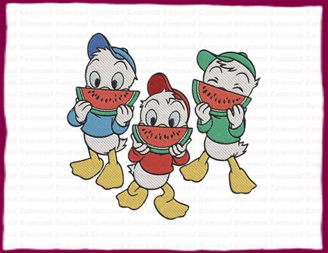 Huey And Dewey And Louie Ducktales Fill Embroidery Design 13 Instant