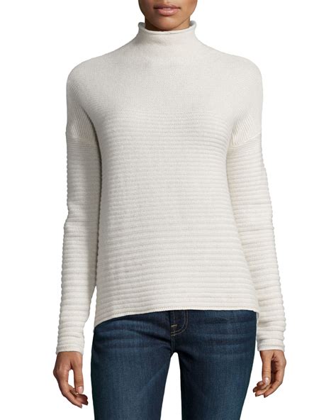 360cashmere Ribbed Cashmere Mock Turtleneck Sweater In White Lyst