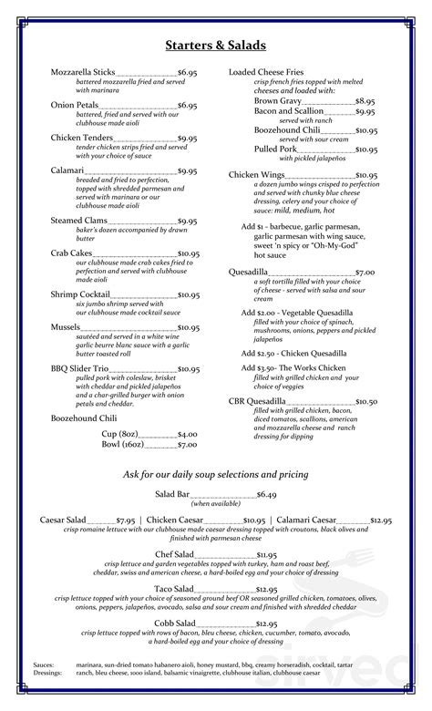 The Red Barn Clubhouse menu in Cobleskill, New York, USA