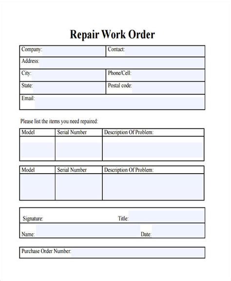 work order templates ai psd  premium templates