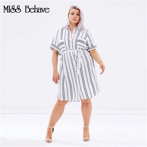 Check spelling or type a new query. MISS Behave Plus Size Dress Women Striped Shirt A Waist ...