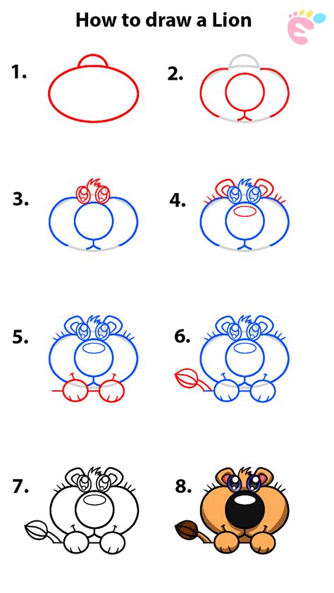 How To Draw A Cute Lion Step By Step Safari Animals