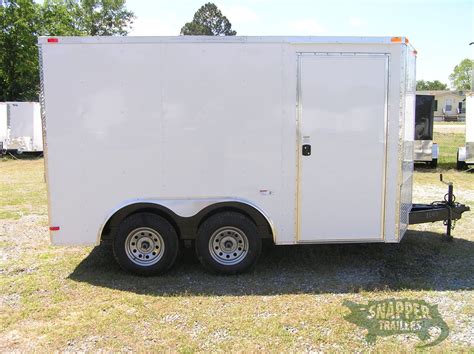 8 5x12 TA Trailer White Ramp Side Door Snapper Enclosed Trailers