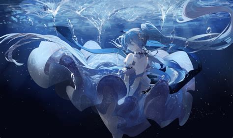 Vocaloid Hatsune Miku Underwater Sea Pixiv 暗い イラスト 水中 イラスト アニメの壁紙