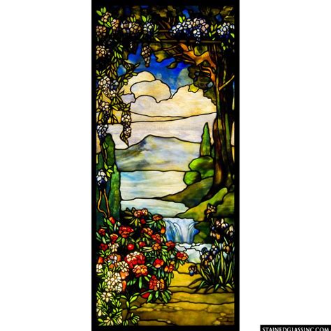 Landscape With Waterfall Stained Glass Window