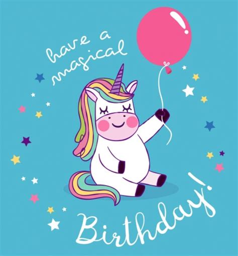 Birthday Unicorn วันเกิด ยูนิคอร์น ภาพวาด