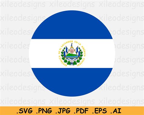 El Salvador Round Flag Svg Salvadorian Circular Banner Etsy