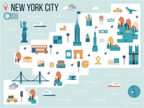 New York City Map Illustration Premium Vector
