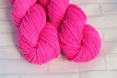 Miranda Ultra Hot Pink Yarn Bulky Hand Dyed Yarn Single Ply Super Chunky Yarn Hand Dyed