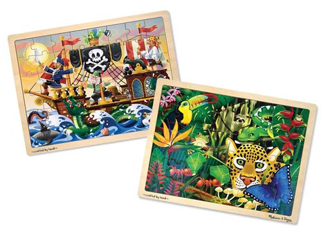 Melissa And Doug Wooden Jigsaw Puzzles Set Rainforest Animals And