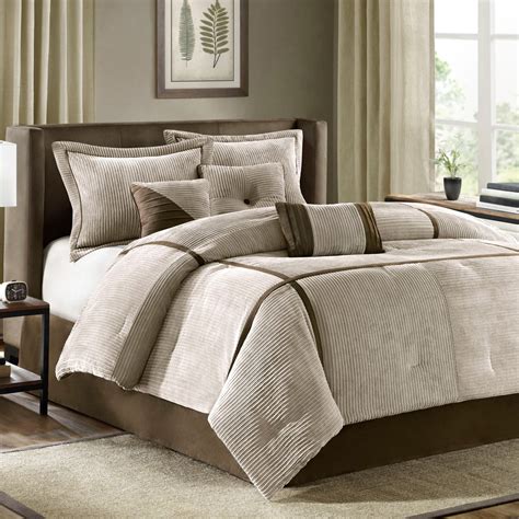 Olliix By Madison Park 7 Piece Taupe Queen Dallas Comforter Set Mp10