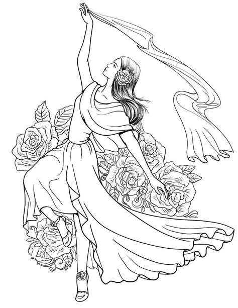 Dibujos De Mujer Española Bailando Flamenco Para Colorear Para Colorear Pintar E Imprimir
