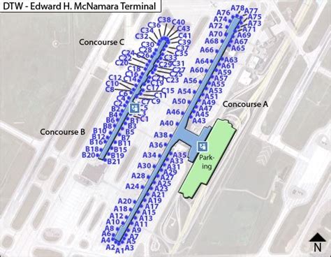 Detroit Metropolitian Airport Dtw Mcnamara Terminal Map
