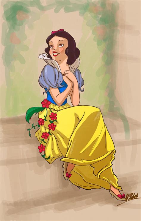 Snow White Sitting On The Ground With Flowers In Her Hand