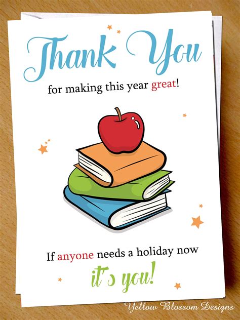 Thanks For A Great Year ~ Time For A Holiday ~ Teacher Thank You Card