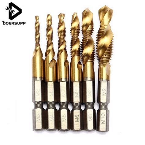 6pcsset Spiral Pointed Taps Hss 6542 Tapping Thread Forming Tap Drill