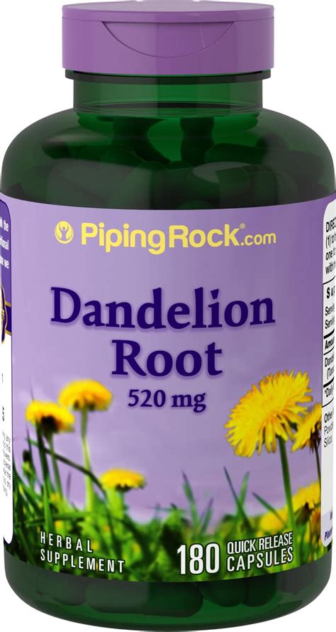 Dandelion Root Capsules 520 Mg Dandelion Root Benefits Piping Rock