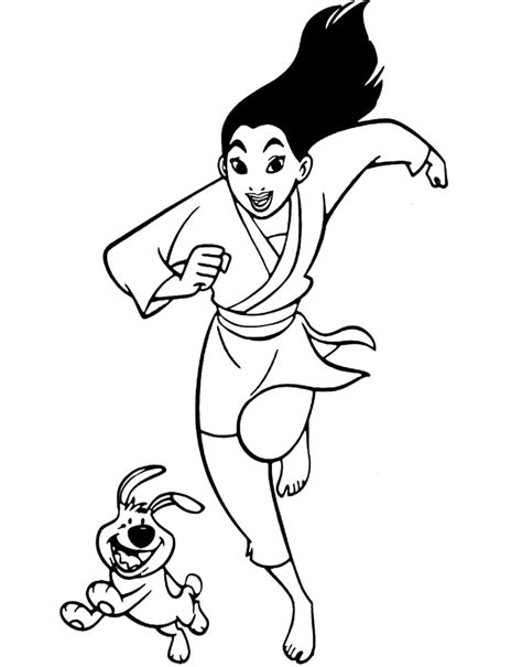 Mulan Y El Hermanito Corriendo Para Colorear Imprimir E Dibujar The