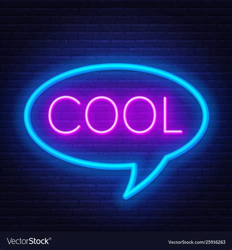 Neon Sign Word Cool In Frame On Dark Background Vector Image