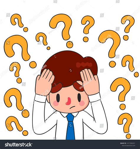 Character Businessman Manager Funny Doubt Questions Stock Vector