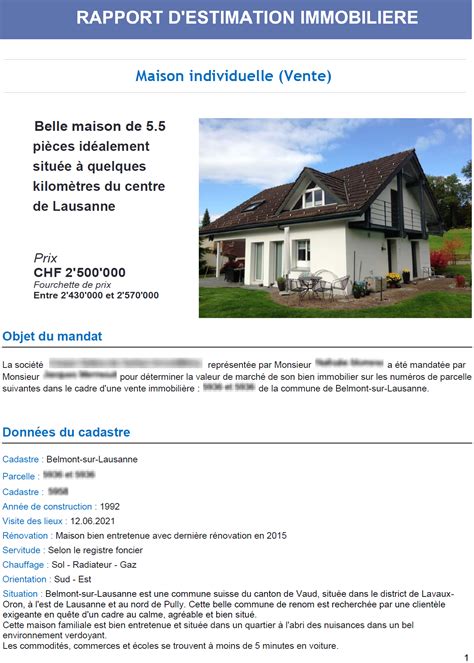 Rapport Estimation Immobiliere Suisse Estimation Bien Immobilier