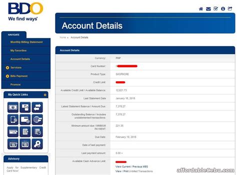 See more of bdo cash advance credit card on facebook. How to View Your BDO Credit Card Billing Statement ...