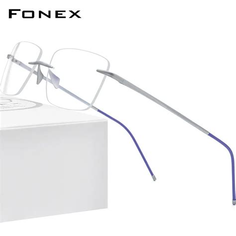 fonex pure titanium glasses frame men 2020 women rimless prescription square eyeglasses