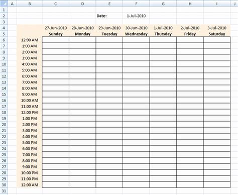 Form Fillable Hourly Schedule Printable Forms Free Online