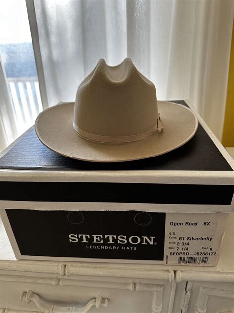 Stetson Open Road 6x Silverbelly Fur Felt Cowboy Western Fedora Hat 7 1