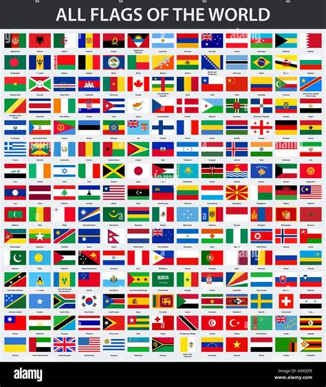 Alle Flaggen Der Welt In Alphabetischer Reihenfolge Stock Vektorgrafik