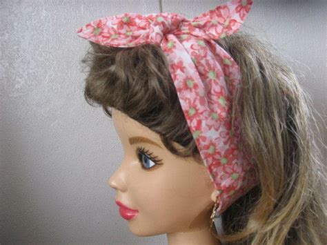Hair Scarf Rockabilly 50s Hair Scarf Bandana Headband Pink Etsy
