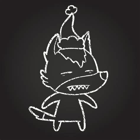 Christmas Wolf Chalk Drawing 13109250 Vector Art At Vecteezy