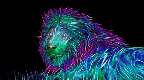 Download Neon Animal Cool Lion Art Wallpaper