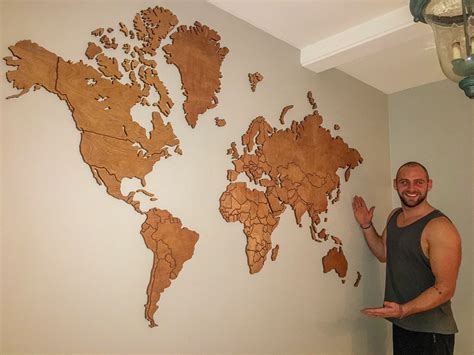 Wooden Wall Map Made From Scratch By Hand Diy