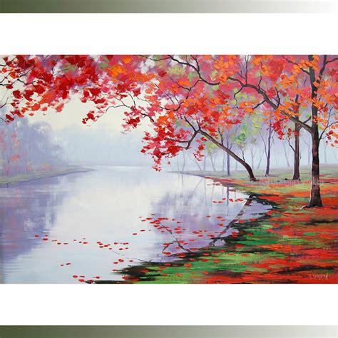 Trees Oil Painting Canvas Wall Art Clorful Landscape Painting