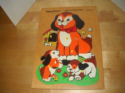 1979 Wood Fisher Price Quaker Oats 511 Frame Tray Puzzle Dog And