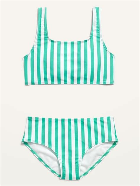 old navy striped square neck bikini swim set for girls