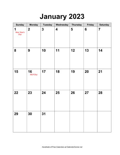 January 2023 Vertical Calendar Portrait Printable Calendar 2023 Best