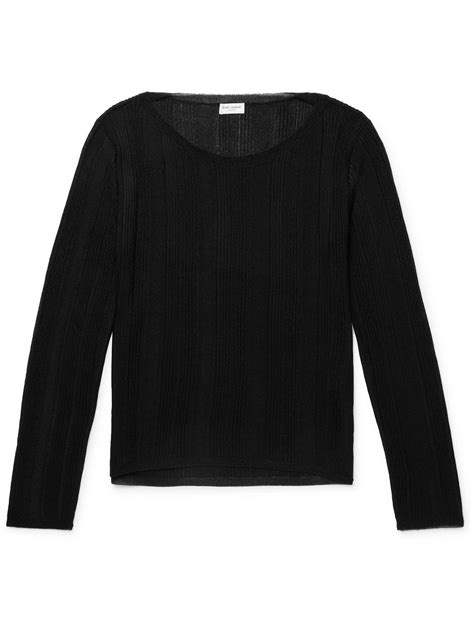saint laurent metallic ribbed knit sweater black saint laurent