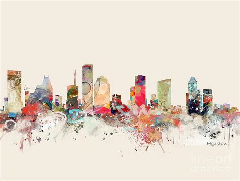 Houston Skyline Painting By Bri Buckley Pixels