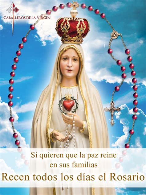 An Image Of The Virgin Mary With Rosarys In Her Hand And Clouds Behind It