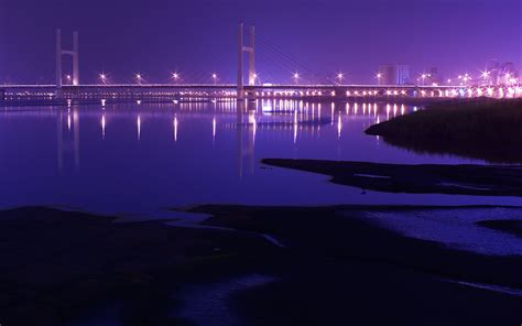 Purple View On Bridge Hd Wallpaper