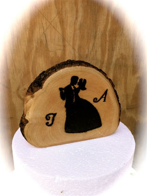 Rustic Wedding Cake Topper Wooden Cake Topper Bride Groom