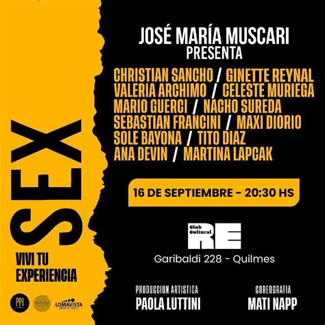 Sex Viví Tu Experiencia De José María Muscari Cómo Comprar Entradas