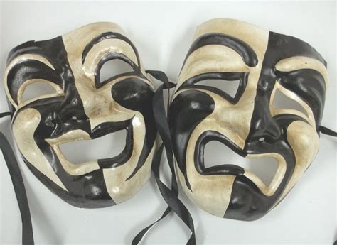 Black White Full Face Tragedy Venetian Mask Masquerade Wall Hanging