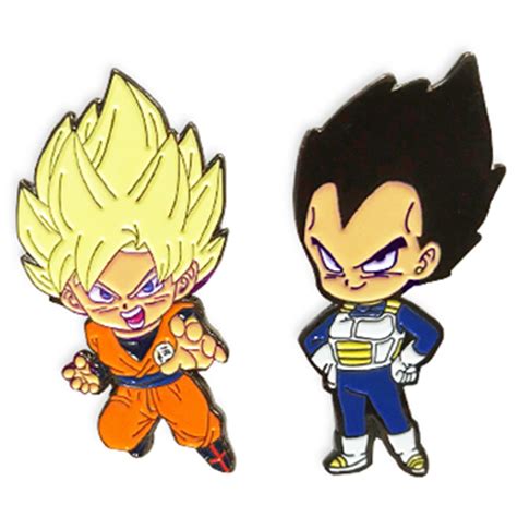 Dragon Ball Super Super Saiyan Goku And Vegeta Pins Set Of 2 Circle Red